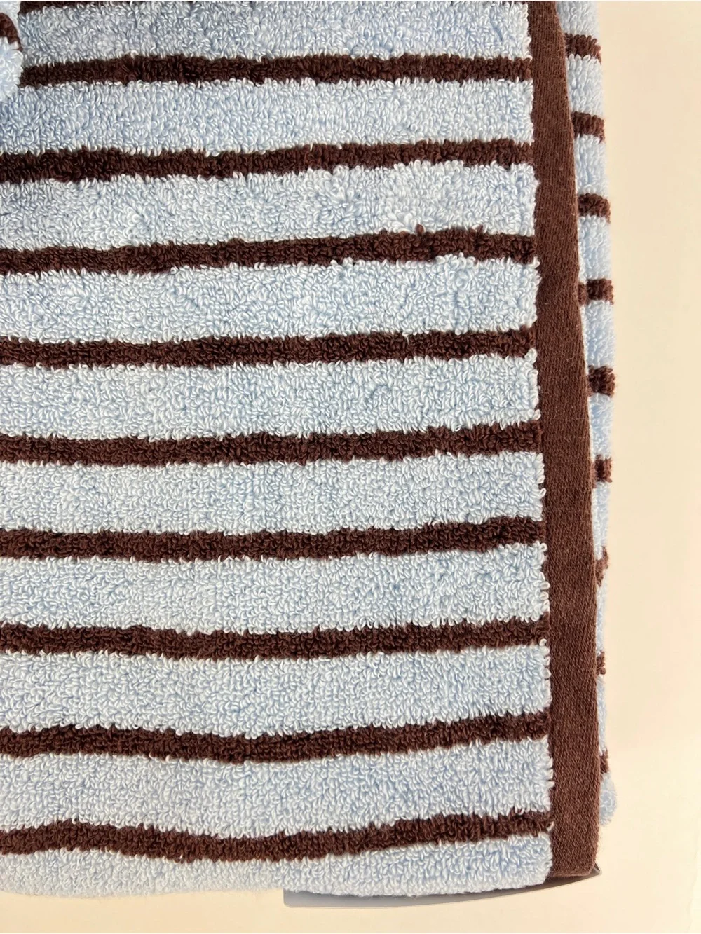 Brooks Brothers Bath Towel Set Blue Brown Stripe Soft Zero Twist Cotton 2 Pc NEW